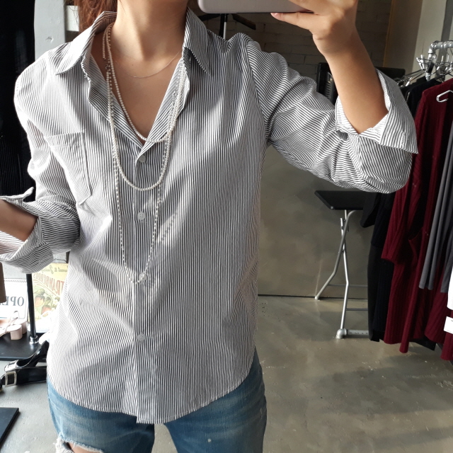 Autumn Stripe Cotton Navy Basic Pitch Women's S