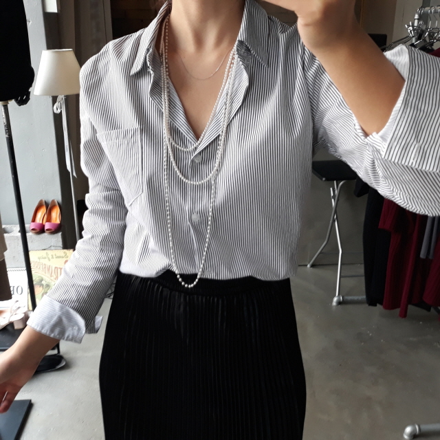 Autumn Stripe Cotton Navy Basic Pitch Women's S