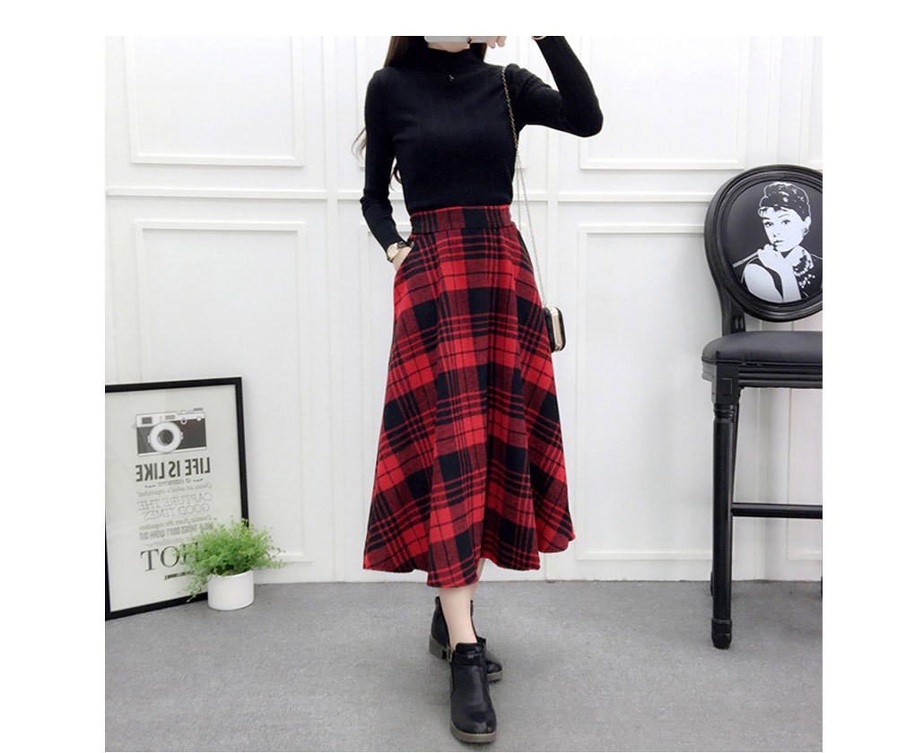 Wool flare skirt 4color SK 1725 feminine twin look