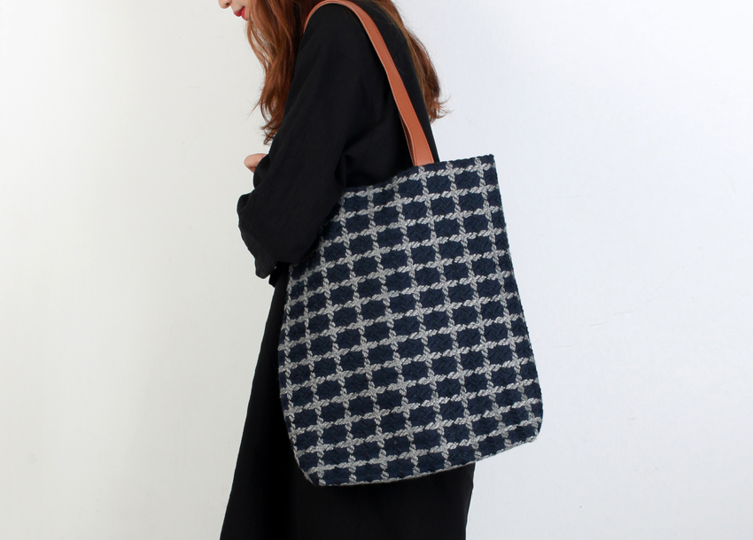Classic Check Pattern Eco Bag 2color Beautiful Emb