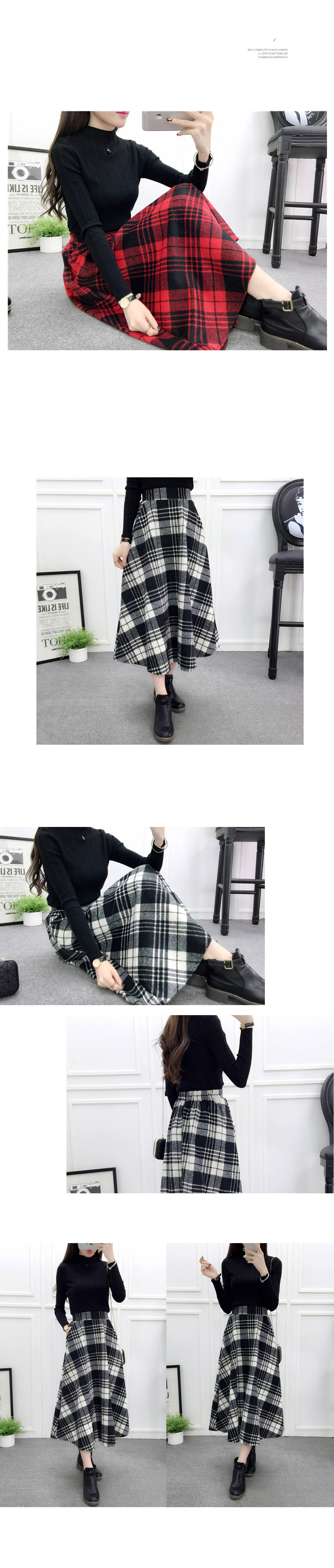 Wool flare skirt 4color SK 1725 feminine twin look