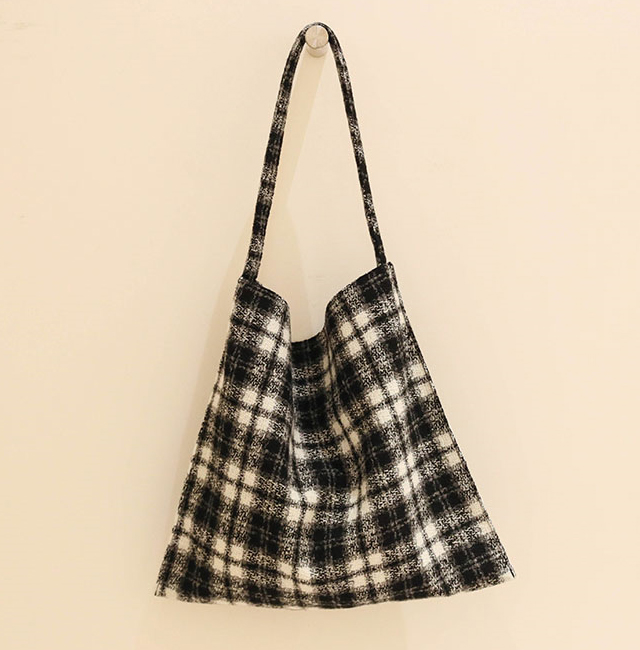 Wool Check Eco Bag Tartan Shoulder Bag - NJM1360 C
