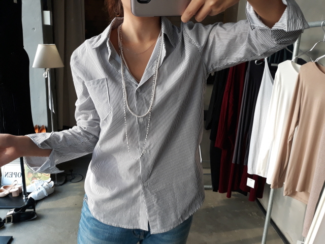 Autumn Stripe Cotton Navy Basic Pitch Women's S