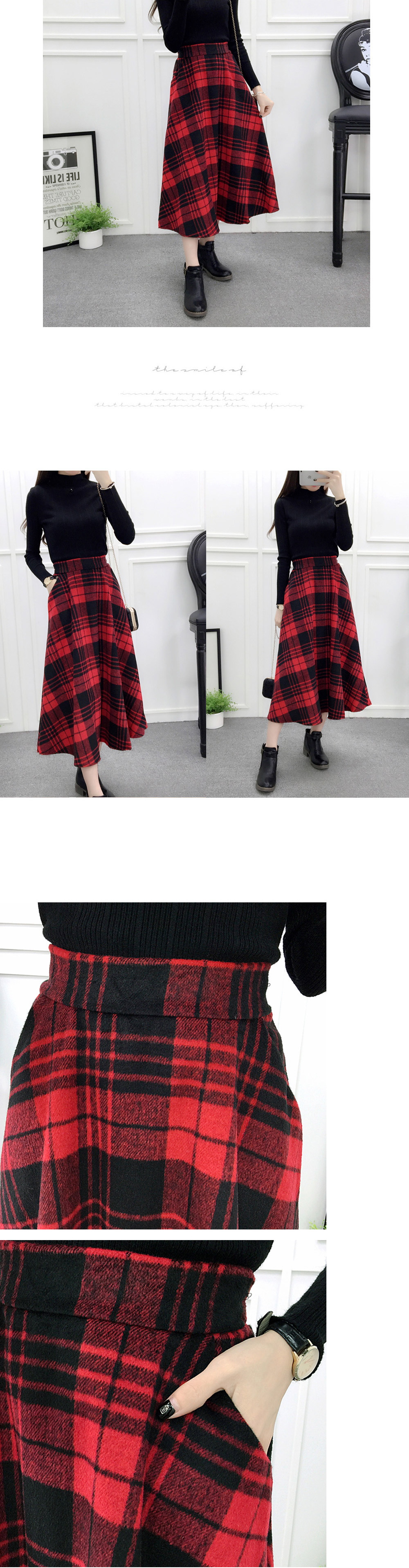 Wool flare skirt 4color SK 1725 feminine twin look