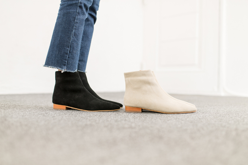 Cowhide Suede Ankle Boots 2.0cm Bonnie and Room Wo