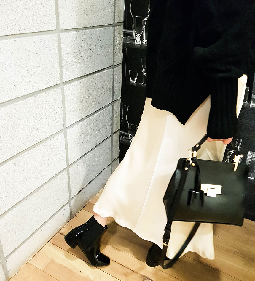 Satin Flare Skirt 3-Color Mermaid Autumn A-Line Mi