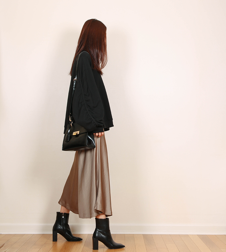 Satin Flare Skirt 3-Color Mermaid Autumn A-Line Mi