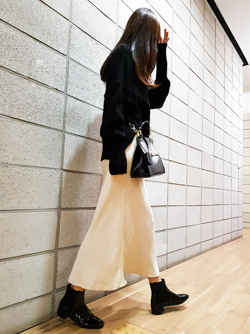 Satin Flare Skirt 3-Color Mermaid Autumn A-Line Mi