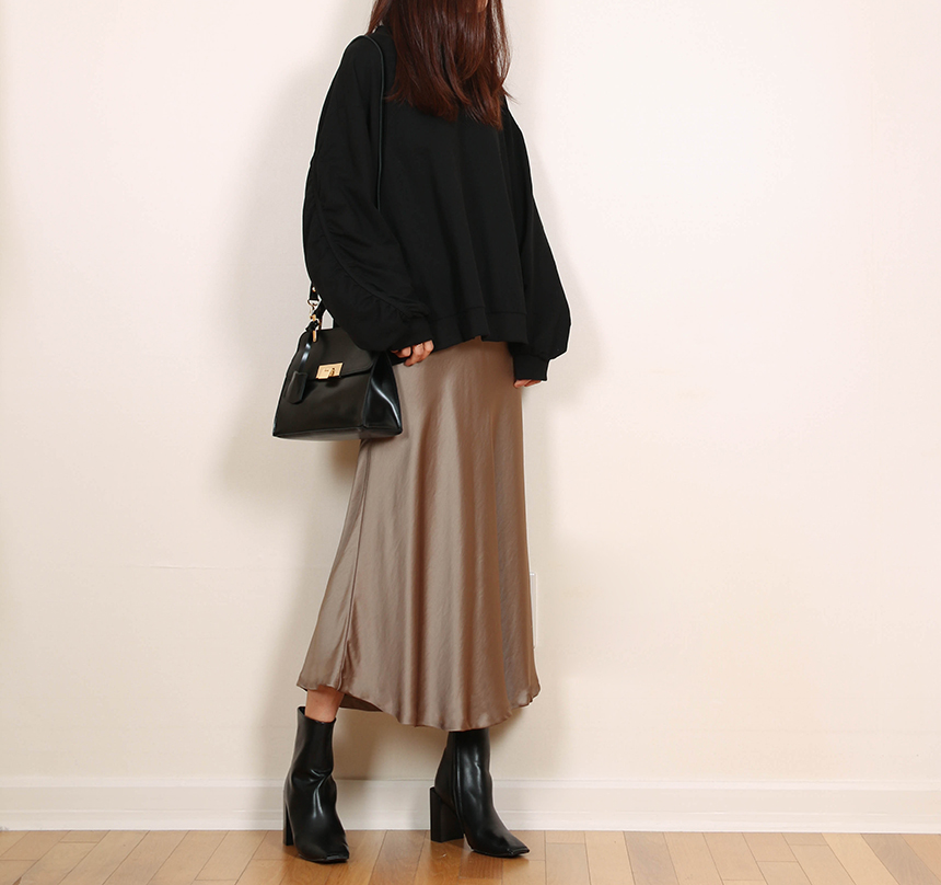 Satin Flare Skirt 3-Color Mermaid Autumn A-Line Mi
