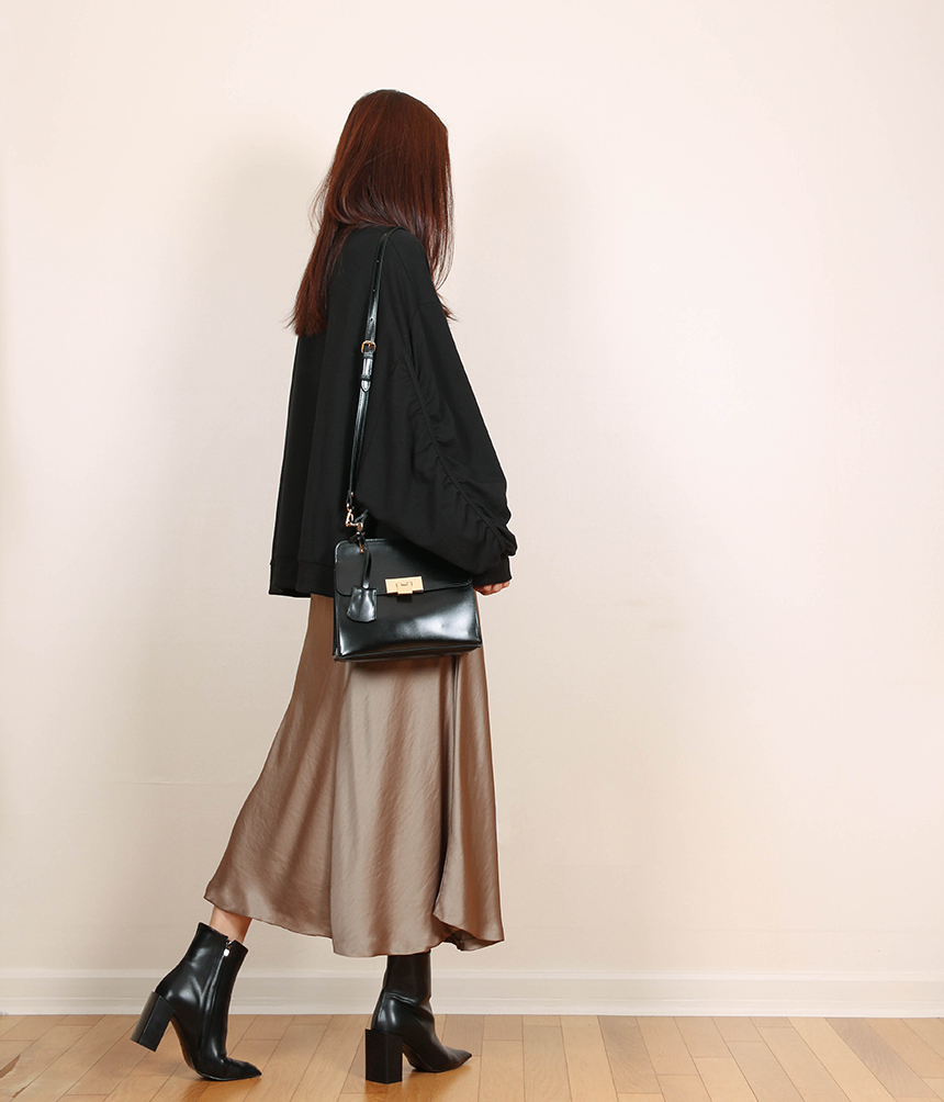 Satin Flare Skirt 3-Color Mermaid Autumn A-Line Mi