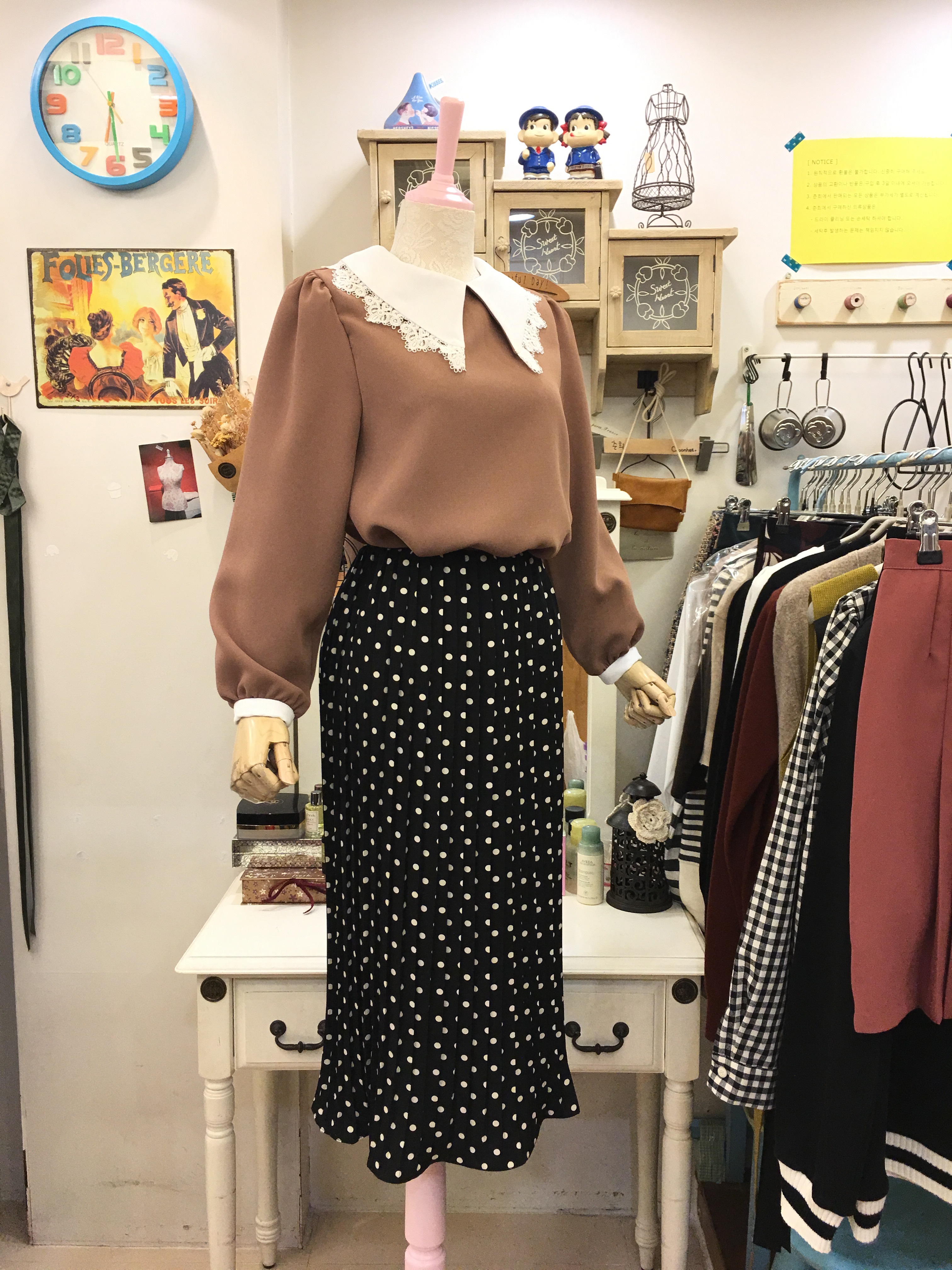 Dot Tong Band Machine Wrinkled Slim Long Skirt