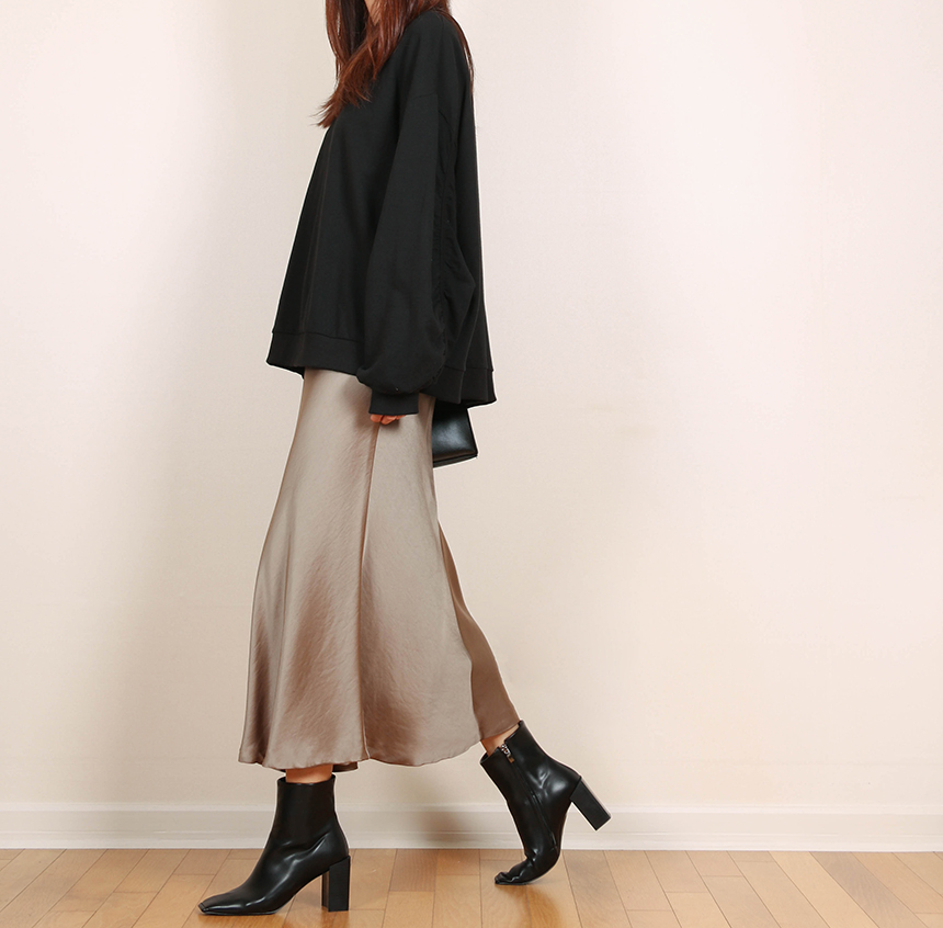 Satin Flare Skirt 3-Color Mermaid Autumn A-Line Mi