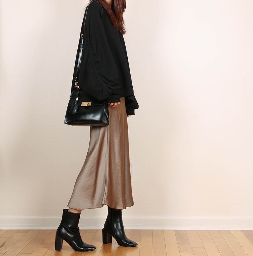 Satin Flare Skirt 3-Color Mermaid Autumn A-Line Mi