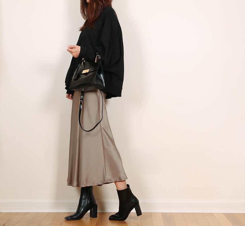 Satin Flare Skirt 3-Color Mermaid Autumn A-Line Mi