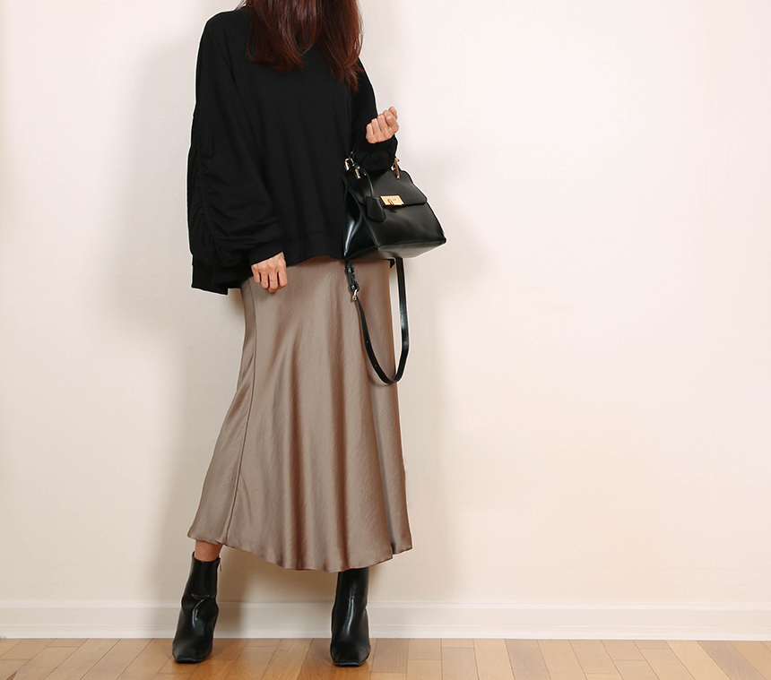 Satin Flare Skirt 3-Color Mermaid Autumn A-Line Mi