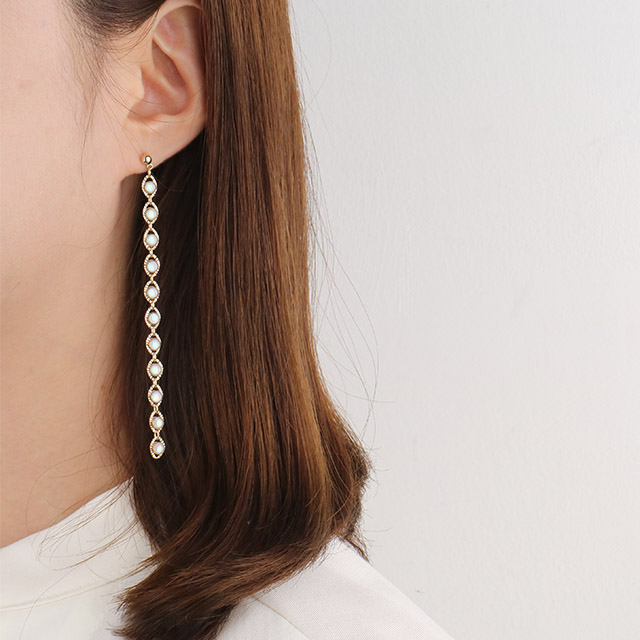 Aram Fringe Long Drop Earrings Pretty Daily Platin