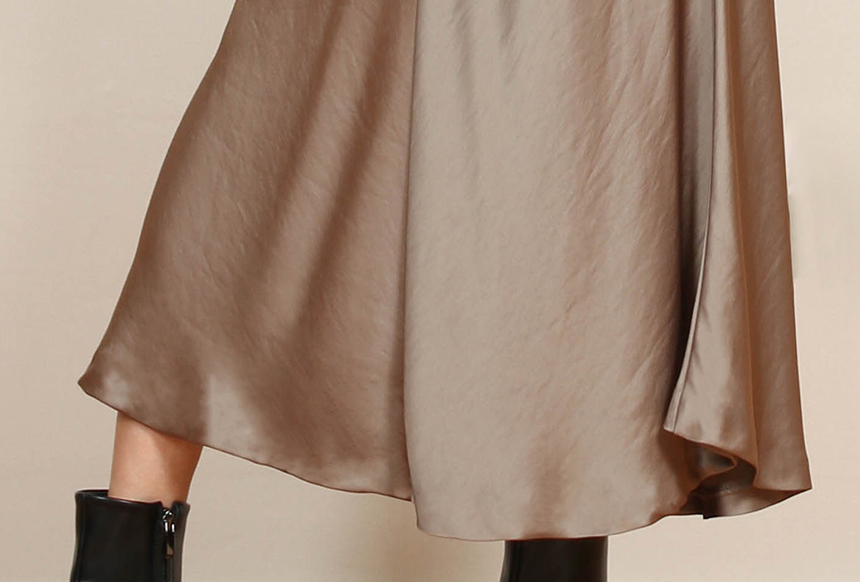 Satin Flare Skirt 3-Color Mermaid Autumn A-Line Mi