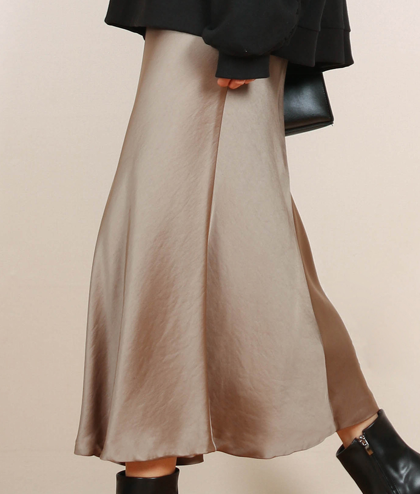 Satin Flare Skirt 3-Color Mermaid Autumn A-Line Mi