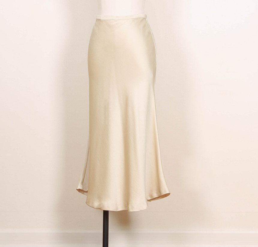 Satin Flare Skirt 3-Color Mermaid Autumn A-Line Mi