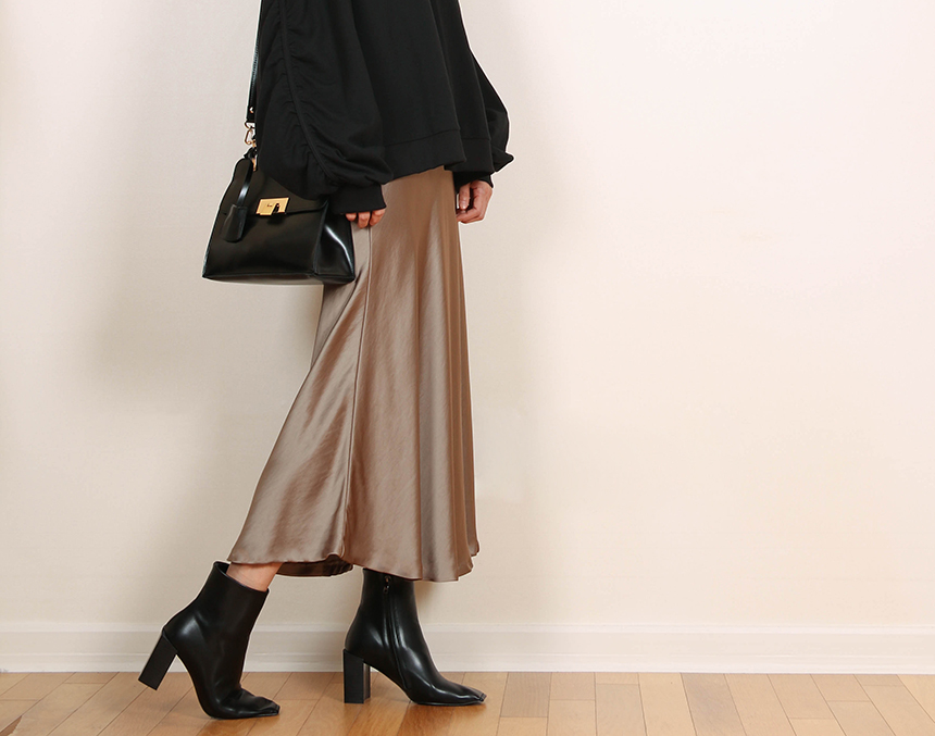 Satin Flare Skirt 3-Color Mermaid Autumn A-Line Mi