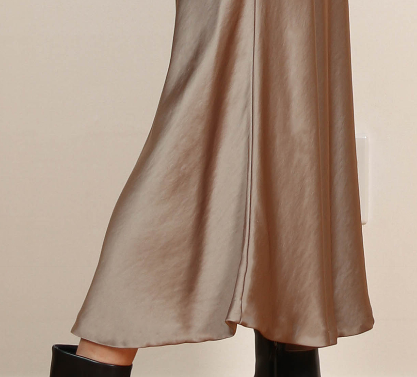 Satin Flare Skirt 3-Color Mermaid Autumn A-Line Mi