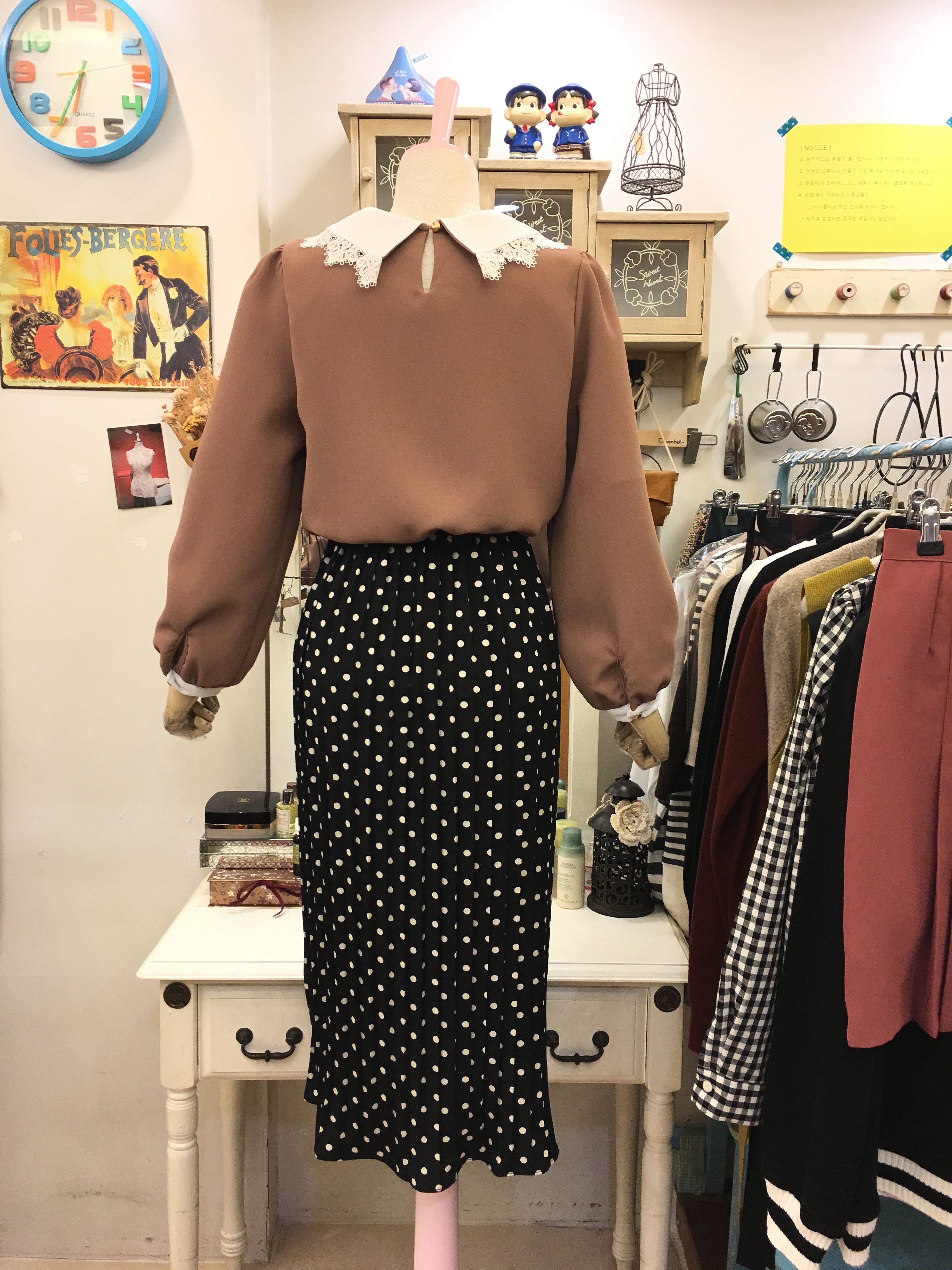 Dot Tong Band Machine Wrinkled Slim Long Skirt