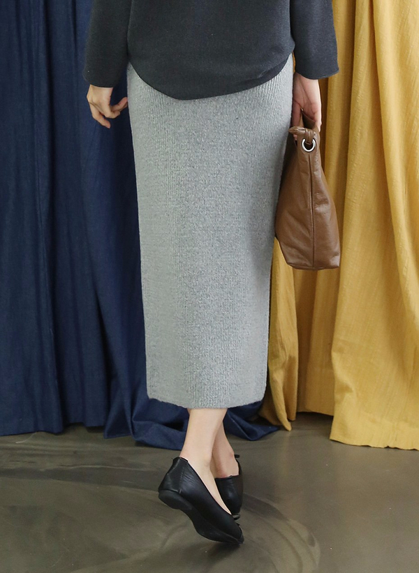 Autumn Winter H Line Long Knit Skirt Goliath Bendi