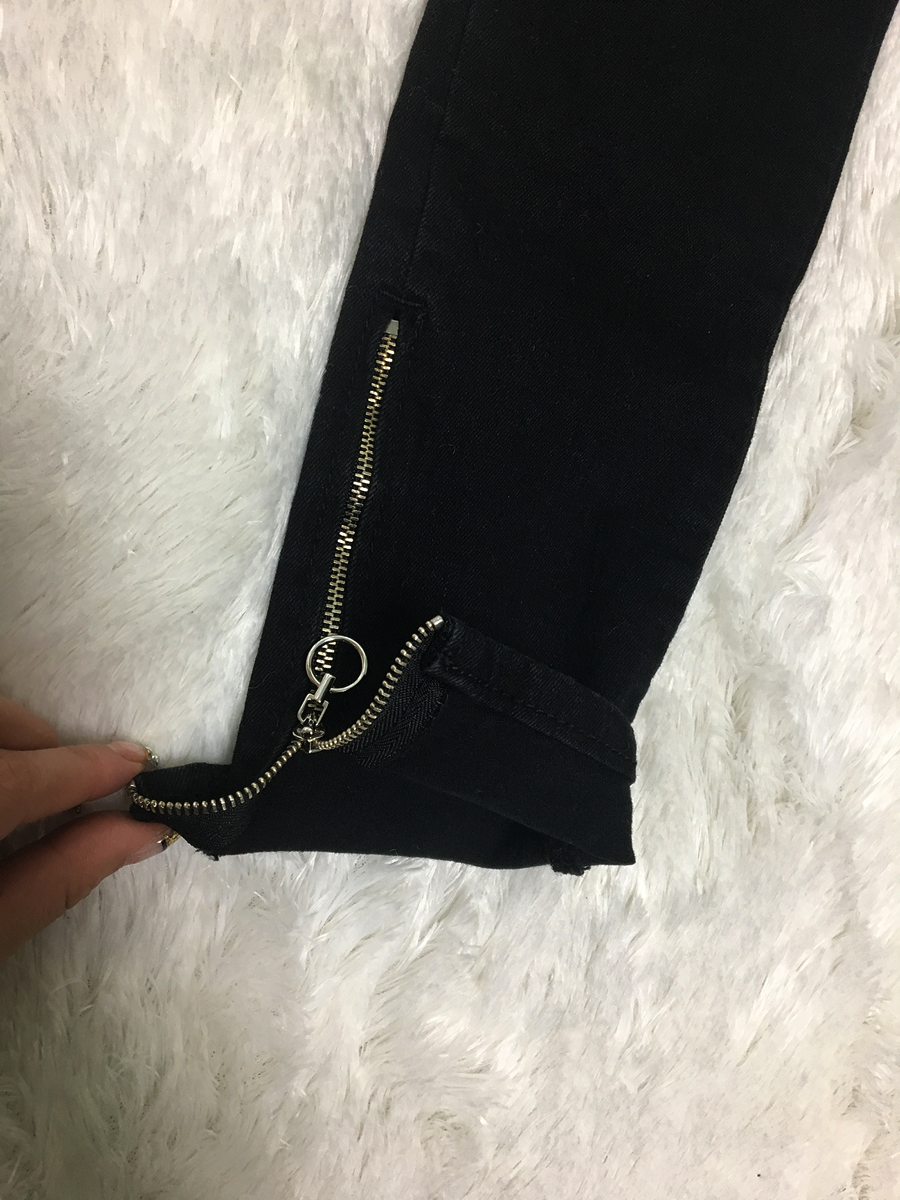 Korea Jeans Pants Black Zipper Skinny Casual Neat 