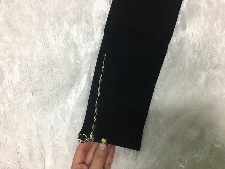 Korea Jeans Pants Black Zipper Skinny Casual Neat 