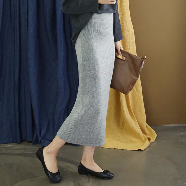 Autumn Winter H Line Long Knit Skirt Goliath Bendi