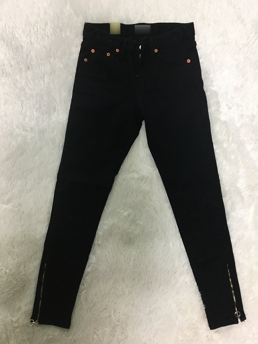 Korea Jeans Pants Black Zipper Skinny Casual Neat 