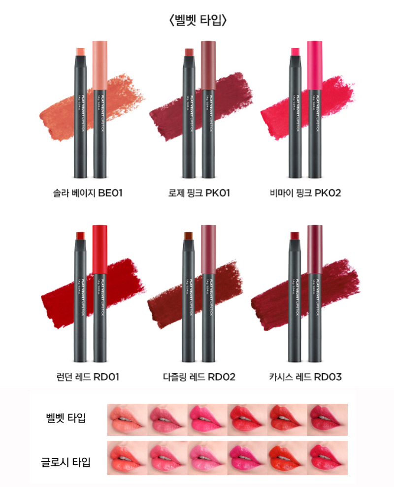 The Face Shop Flat Velor &amp Glossy Type 6 Lip Re