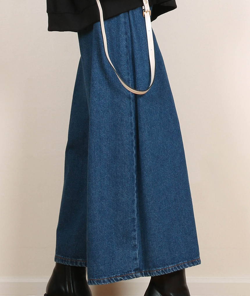 Korea Jeans Pants Banding Denim Wide Pants