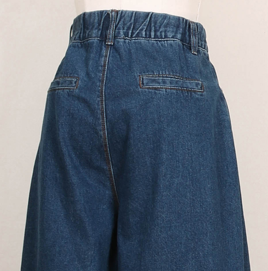 Korea Jeans Pants Banding Denim Wide Pants