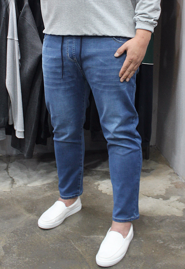 Korea Jeans Pants Men's Big Size Waist Bending 