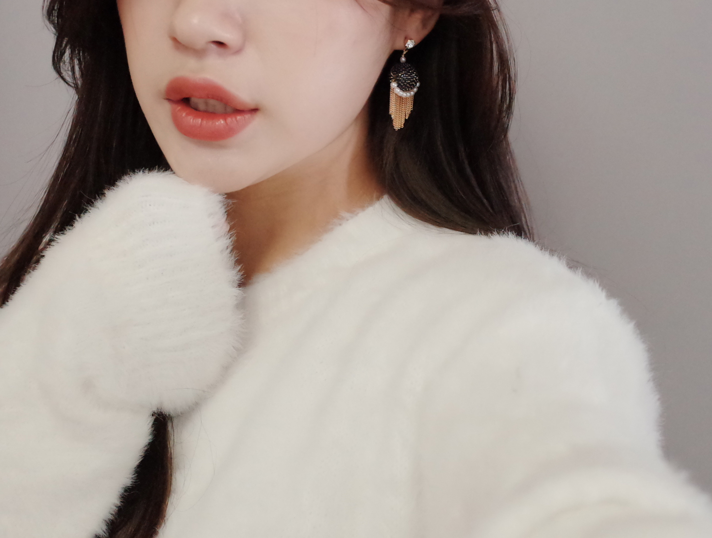 Mirrorball Shine Chalang Chain Tassel Earrings Han