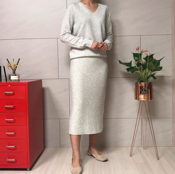 HOLOGENMENT Cashmere Knit Long Skirt H Line Skirt 