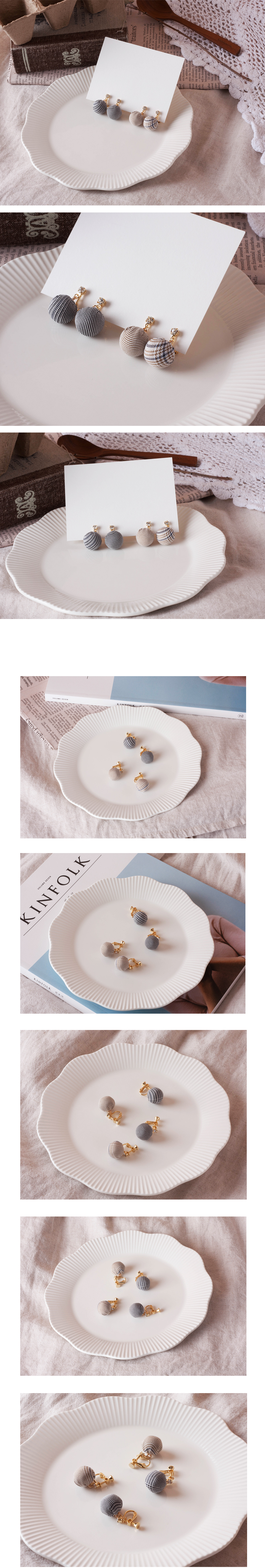 Free shipping Fashionable check Cotton ball ear Cu