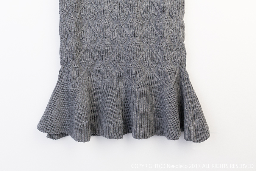 Needle Nose Pretzel Mermaid Frill Knit Long Skirt 