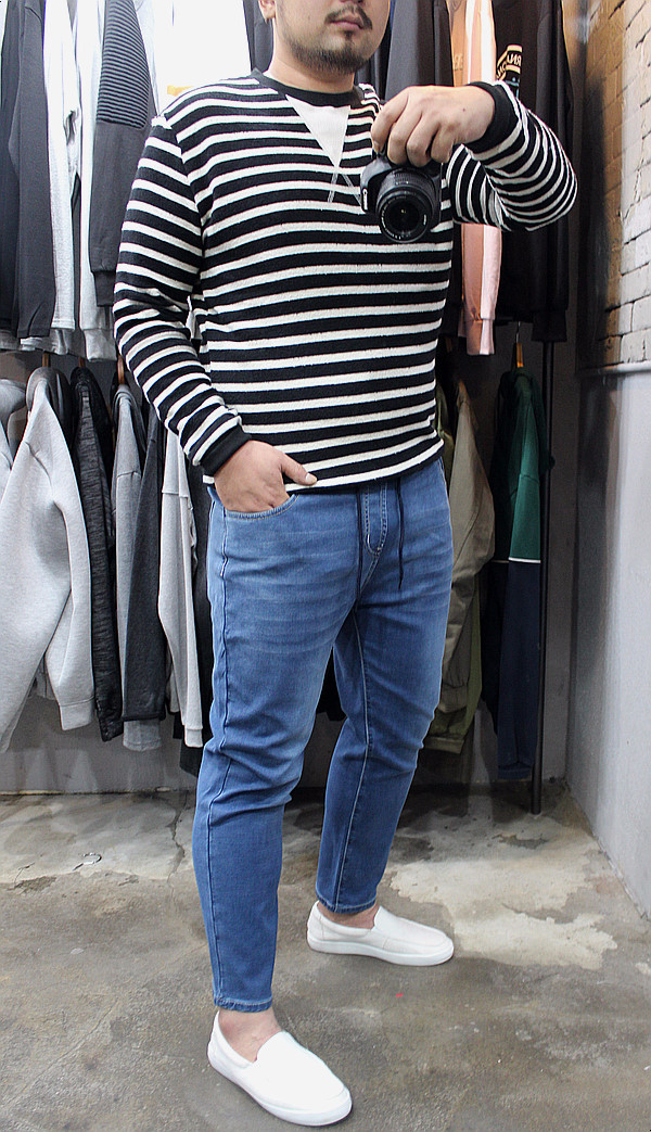 Korea Jeans Pants Men's Big Size Waist Bending 