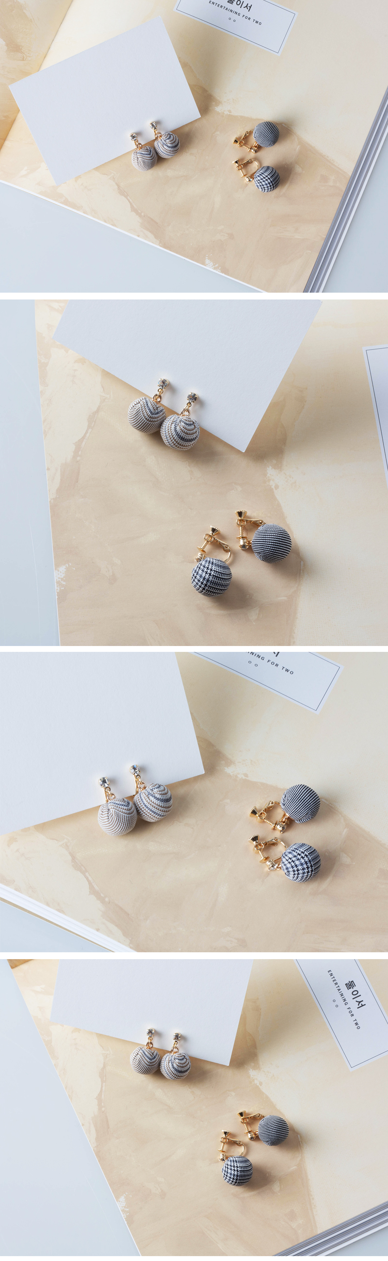 Free shipping Fashionable check Cotton ball ear Cu