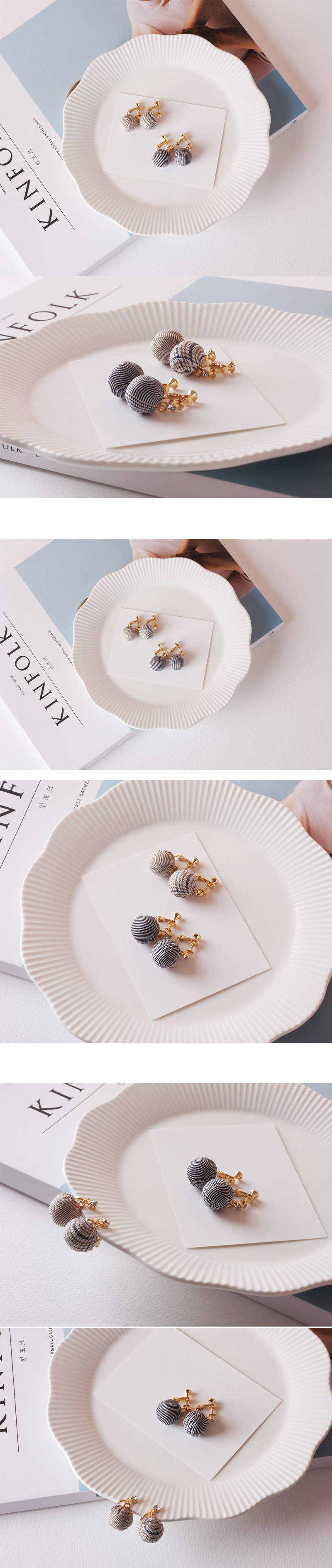 Free shipping Fashionable check Cotton ball ear Cu