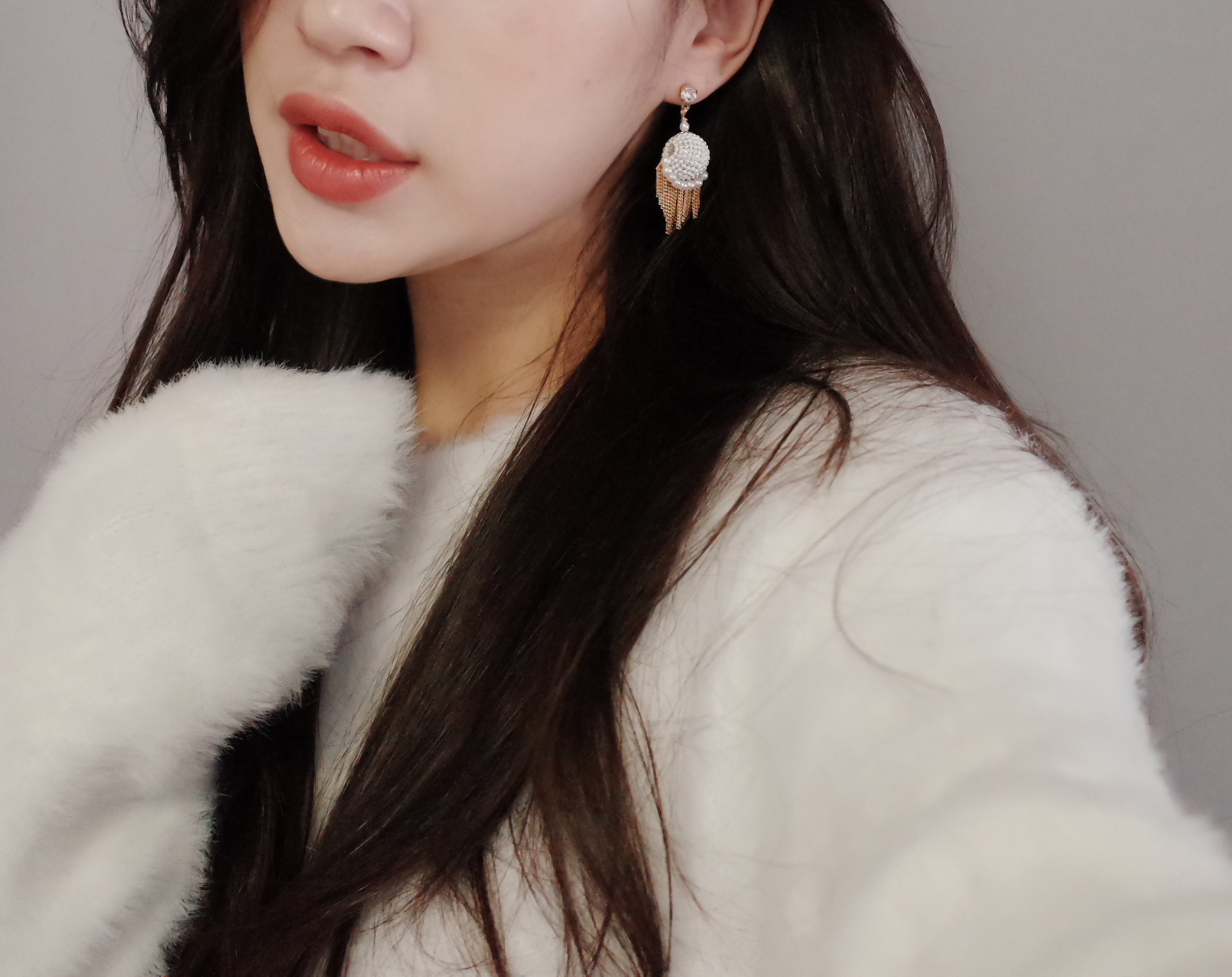 Mirrorball Shine Chalang Chain Tassel Earrings Han