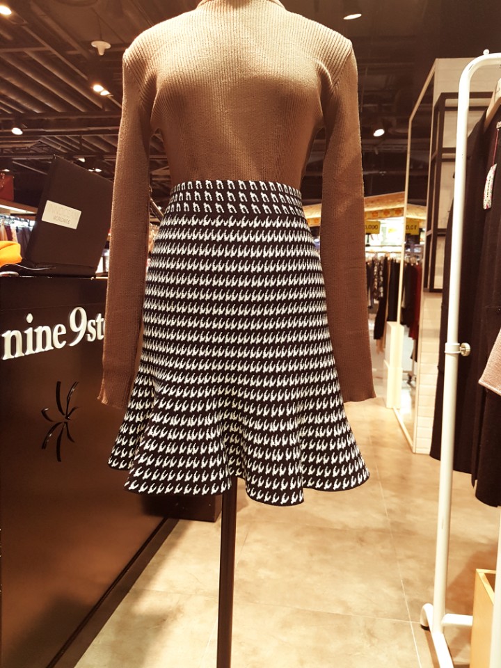 Nine step pattern flare mini skirt NK7401