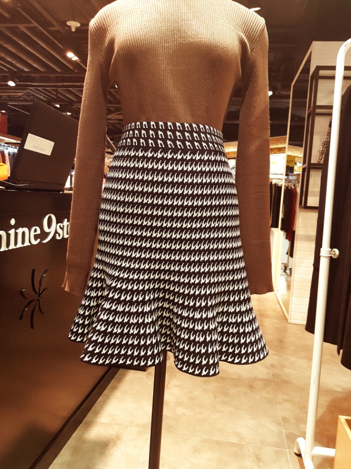 Nine step pattern flare mini skirt NK7401