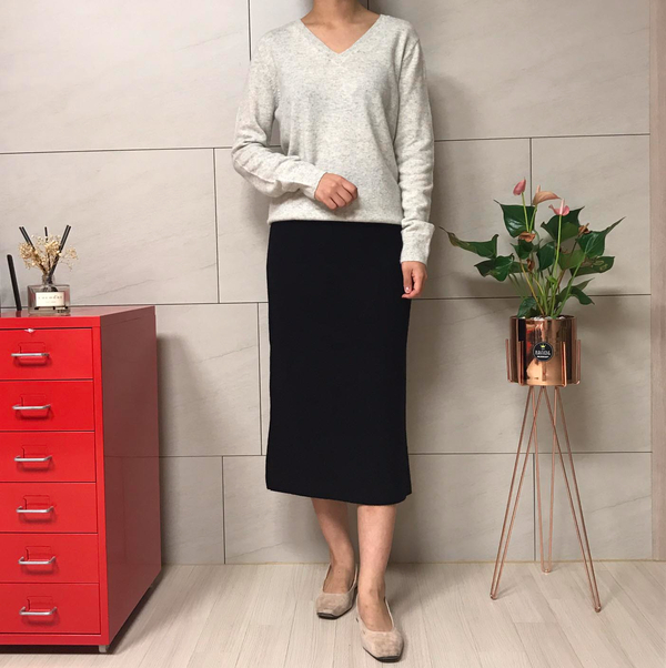 HOLOGENMENT Cashmere Knit Long Skirt H Line Skirt 