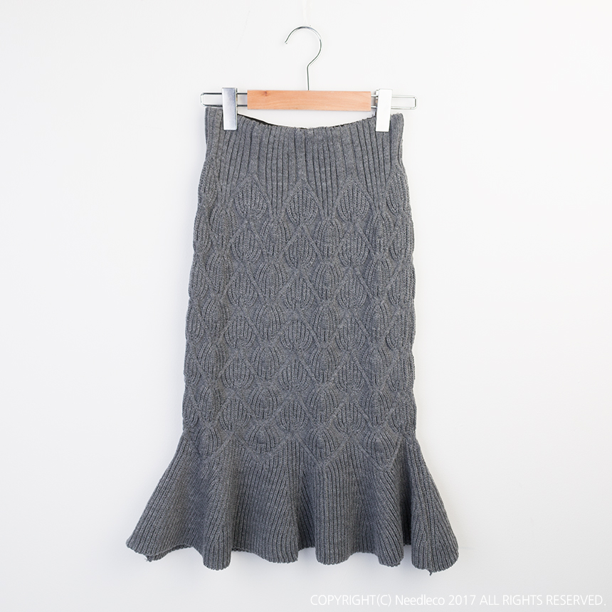 Needle Nose Pretzel Mermaid Frill Knit Long Skirt 