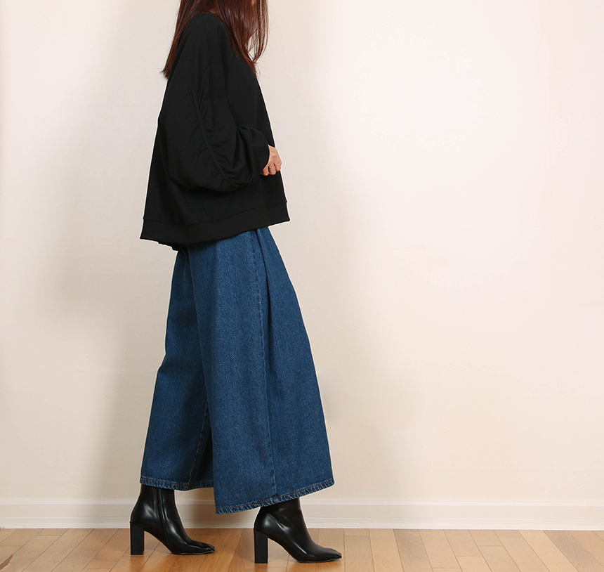Korea Jeans Pants Banding Denim Wide Pants