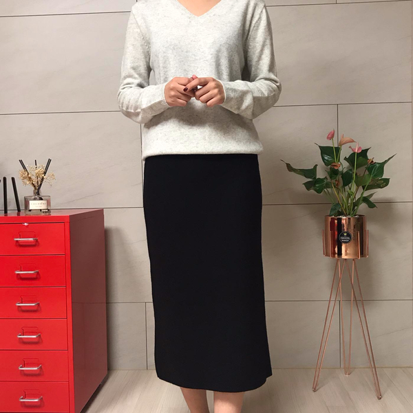 HOLOGENMENT Cashmere Knit Long Skirt H Line Skirt 