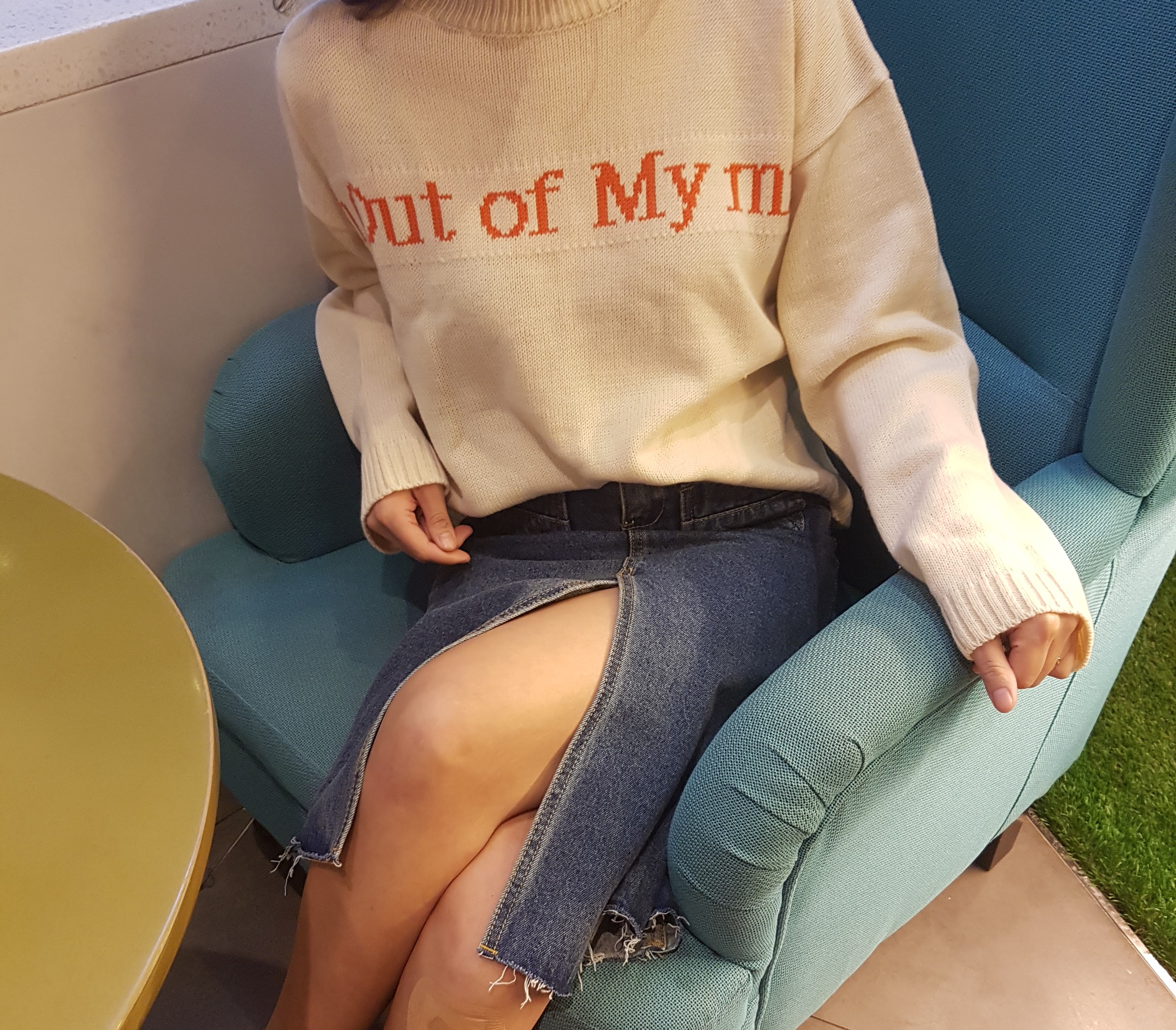 Denim Skirt Vintage Skirt Long Sheepskin Coat Deni